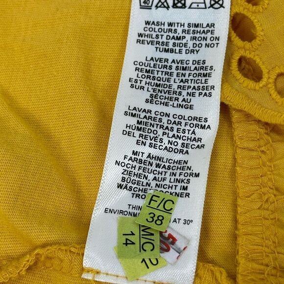 ASOS Broderie Trim Yellow Strappy Ruffle Faux Wrap Maxi Dress Sz 6 - Picture 9 of 9
